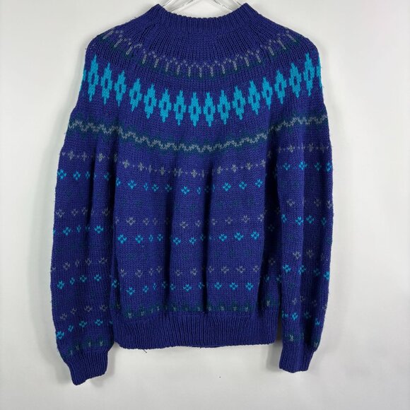 Vintage Nomadic Traders women sweater M purple print Wool hippie Gorpcore aztec - Picture 9 of 12